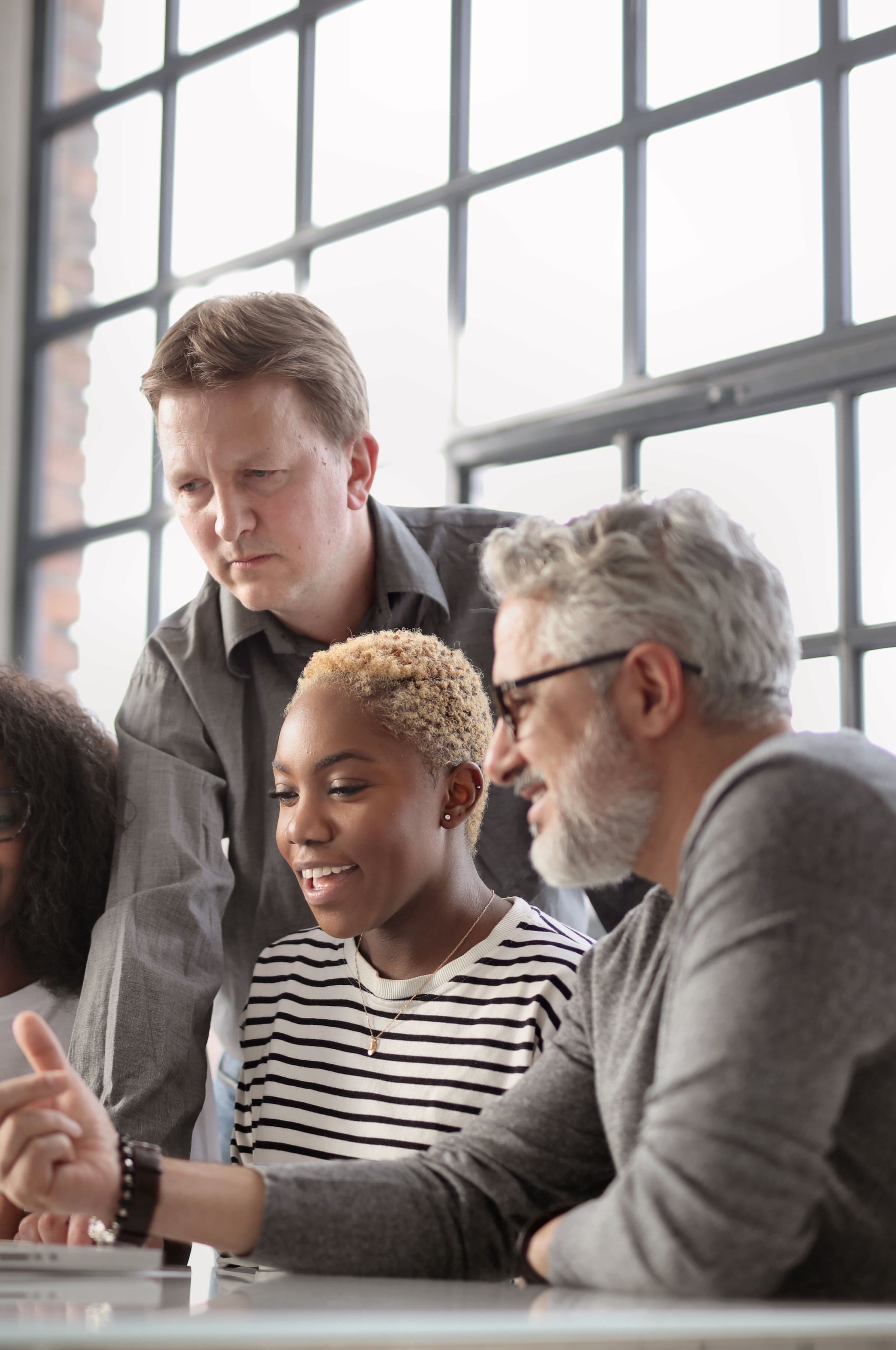 Colleagues discussing a project
